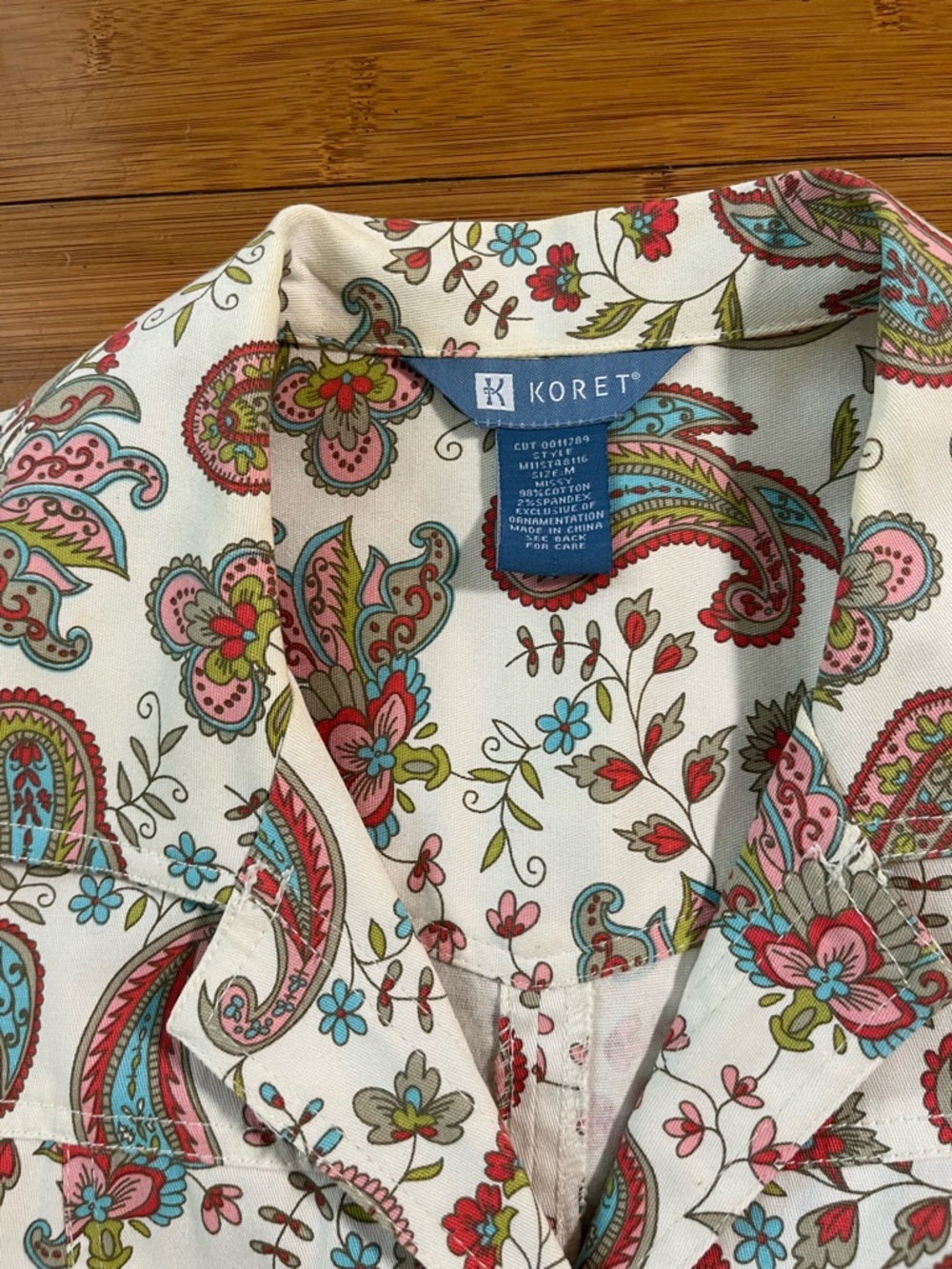 Koret Paisley Button-Up Cream Jacket with Pastel Paisley Accents Coastal Cowgirl - Picture 5 of 10